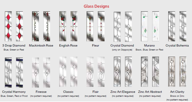 DoorStop Composite Doors Decorative Glazing Options including Stain, Lead and Bevelled