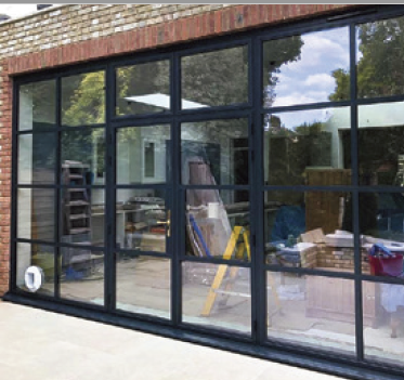 Aluco Steel-look Aluminium French Doors with Side Lights and Fanlight