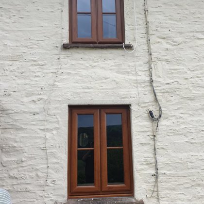 Oak PVCu Windows installed for Mrs Williams of Tretower