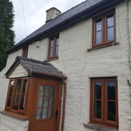 Oak PVCu Windows and Oak Solidor installed for Mrs Williams of Tretower