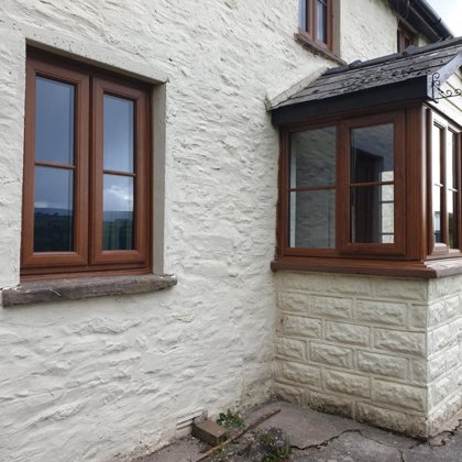 Oak PVCu Windows installed for Mrs Williams of Tretower