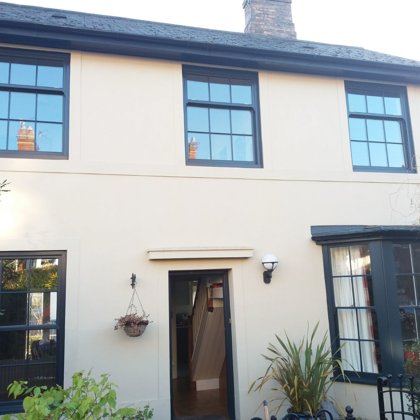 Anthracite Grey Legacy Sliding Sash Windows installed for the Johnstons of Cardiff