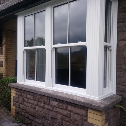 Textured White Sliding Sash Windows installed for the Stokes of Abergavenny