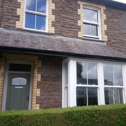 Textured White Sliding Sash Windows installed for the Stokes of Abergavenny