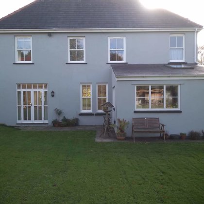 Textured White Sliding Sash Windows installed for the Lewis of Usk