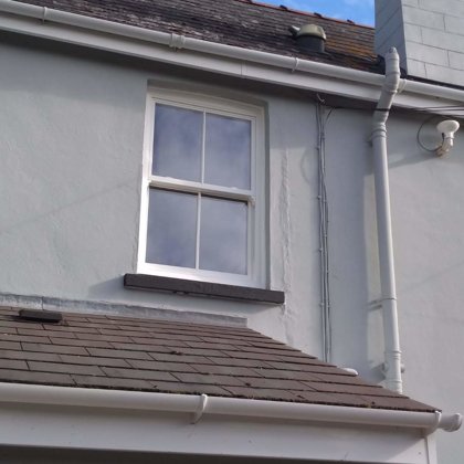 Textured White Sliding Sash Windows installed for the Lewis of Usk