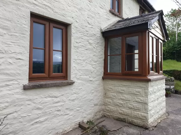 Oak PVCu Windows installed for Mrs Williams of Tretower