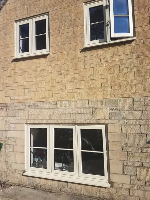 Flush Casement Windows in Agate Grey on Textured Wood White for the Turners of Malmesbury