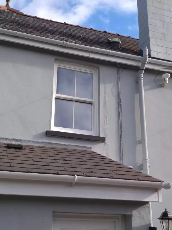 Textured White Sliding Sash Windows installed for the Lewis of Usk
