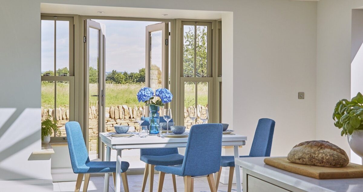 PVCu French Doors in Cottage opening out on to fields